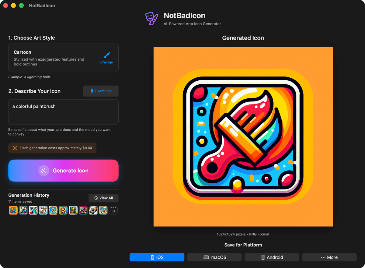 NotBadIcon App Interface